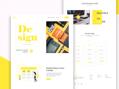 Design - Landing Page branding clean design landing page simple uiux website yellow