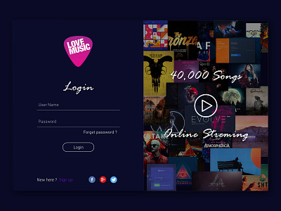 Music Player Login album art dark design login music music app music player signup ui uiux