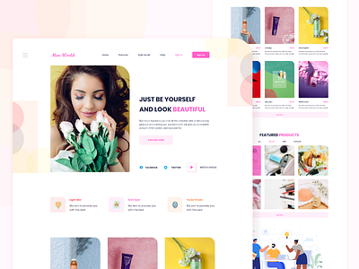 Cosmetic eCommerce beautiful buying clean colorful cosmetic design ecommerce event girl landing page online shop product profile selling store trendy uiux userinterface website woman