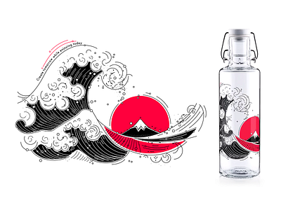 The Great Wave - Bottle illustration bottle challenge design great hokusai illustration illustrator namics soulbottles vector vivaconagua water wave