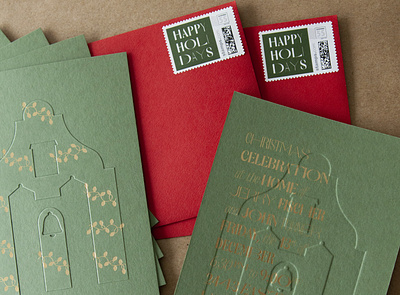 Letterpress Christmas Party Invitation design letterpress