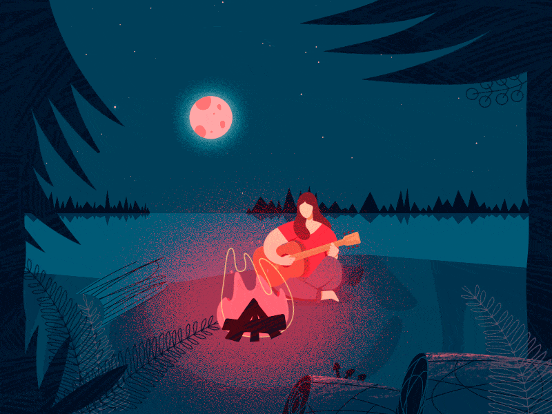 Campfire animation camp campfire design fire free illustration motiondesignschool night study