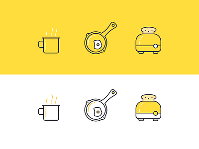 some icons bread drink egg food icon line