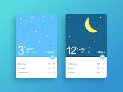 Weather app card color design flat ui weather