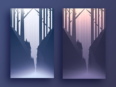 Cliff card cliff color design flat forest illustration minimalism woods