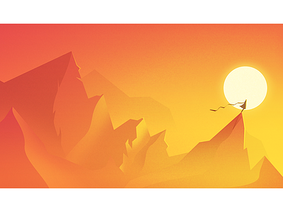 Sunset color design girl illustration mountains sunset yellow