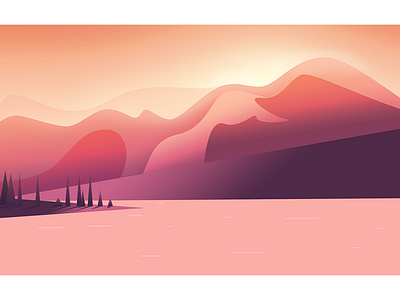 Mountains And River color design flat illustration line minimalism mountains river