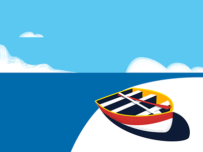 Boat beach boat cloud color design illustration line sea