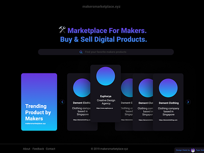 Makers Marketplace Landing Page | Dark Mode dark mode marketplace marketplaces ui ux design web design