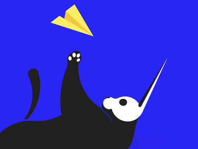 Cat&Message black white blue cat illustration illustrator message plane skull vector yellow