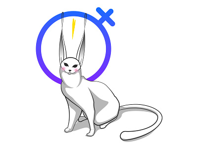 Yusi blue cute illustration illustrator kitty skull symbol white yellow