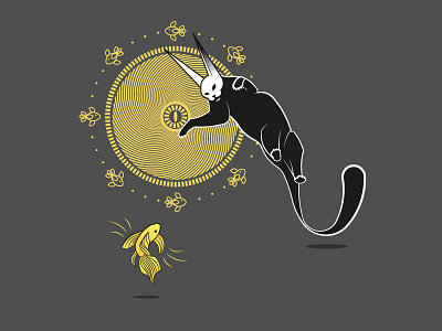 Fish black white cat fish illustration illustrator jump skull symbol texture vector yellow
