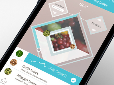 Organic Food Index Meter iOS7 App allergen design finder flat info graphic ios7 location meter organic ui ux visual