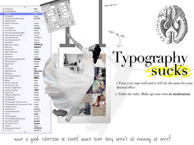 Typography Panel brain collage fonts hanging letters photoshop typography yellow