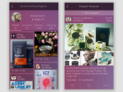 Design Inspiration App Proof of Concept application artist discovery artwork commenting design discovery location mobile purple social ui ux