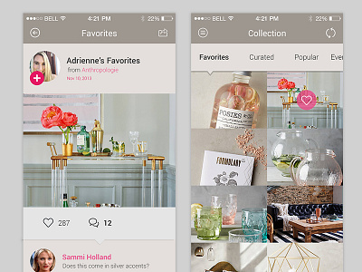 Curated Home App anthropologie application curation design graphic design ux design