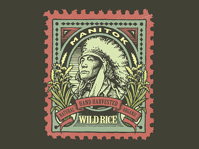 Manitok Wild Rice packaging illustration