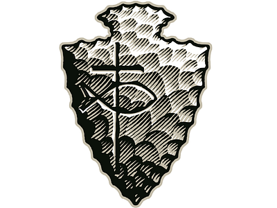 A Woodcut Style Logo for a Church Camp emblem illustration illustration agency logo pen and ink symbol vector art woodcut