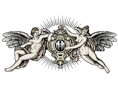 Homestake Theater Logo emblem design engraving illustration logo pen and ink vector art vintage