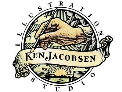 Hand Clouds Logo design emblem engraving illustration logo pen and ink seal vintage