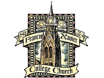 A Church Logo classic design emblem illustration logo pen and ink symbol vintage woodcut
