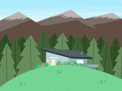 Cabin in the woods cabin color forester illustration modern mountains nature procreate