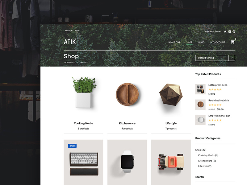 Atik WooCommerce theme - Main shop page e-shop ecommerce wordpress woocommerce theme