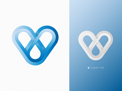 V Logotype behance blue and white branding color design fade flat gradient lettering logo logotipe logotype minimal shadow v v letter v logo vector web website