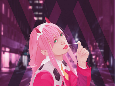 Zero Two cartoon digitalart kalongart photoshop vexel