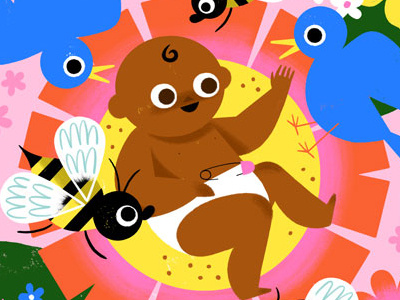 The Birds and the Bees baby color design illustration spot illustration