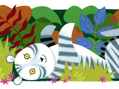 Big Kitty design gouache illustration jungle kidlit tiger transparency