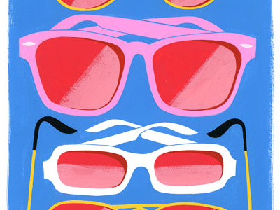 Looking Through Rose Colored Glasses editorial glasses gouache illustration nostalgia retro wayfarer