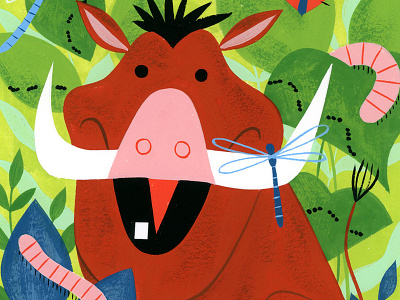 Pumbaa color design fan art gouache illustration kidlit pumbaa timon visual development