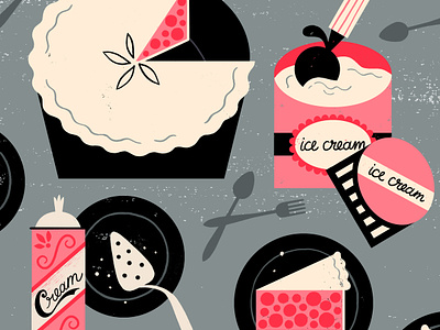 A La Mode a la mode color design dessert food ice cream illustration lifestyle pie spot illustration
