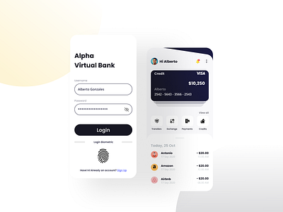 Virtual Bank 💳 app card clean design design minimalist mobile design mobile ui ui ui design ui ux white