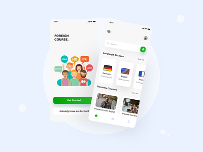Foreign Course App 📚 clean design country course app foreign illustration learning app minimalist mobile app mobile app design mobile design mobile ui simple design ui uidesign uiux ux uxdesign white