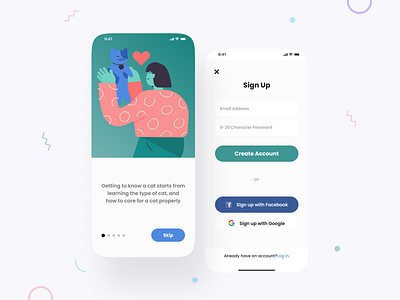 Catlovers App 😸 animal app catlovers cats clean design dailyui design illustration minimalist mobile design mobile ui ui ui design uidesign uiux white