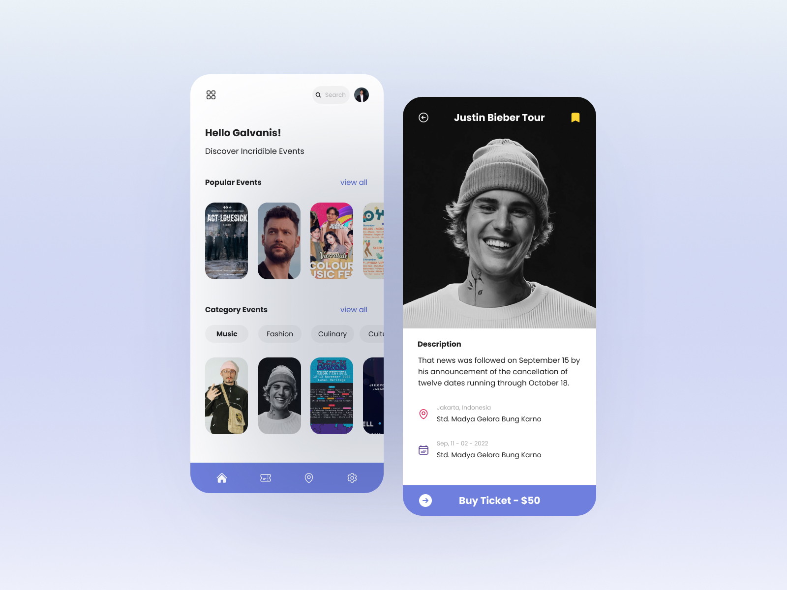 Event App ( Mobile App ) 🎫 by Galvanis Kelvin Alpharezzy on Dribbble