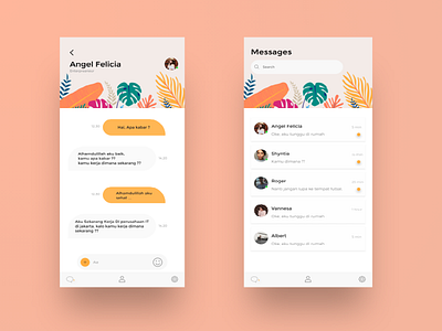 Messeger Mobile App messenger app mobile design mobile ui pink simple design