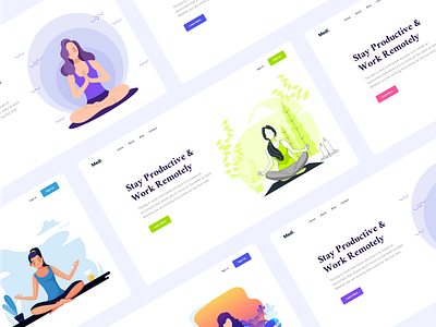 Freebie - Meditation Web Headers banner branding clean creative dribbble e commerce figma flat free freebies header minimal trendy ui ui ux ux web apps web design web header xd