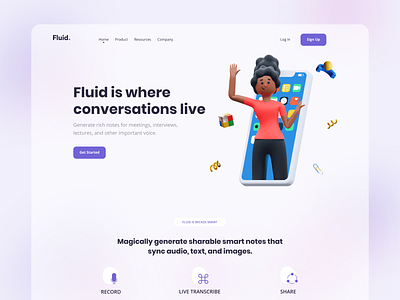 Fluid Messaging - Web App Exploration 3d branding business creative design dribbble figma flat header illustration landing page minimal trendy ui ui design uiux ux web apps web design website