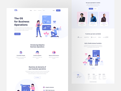 OS - Landing Page Exploration branding clean creative digital agency dribbble e commerce figma flat header illustration interface landing page minimal os trending trendy ui ux web apps web design