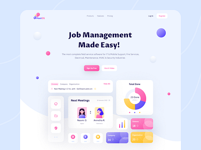 MeetOS - Management Website app branding candy cards colors creative dashboard dribbble e commerce exploration header landing page minimal trendy ui ux web web app web design web ui