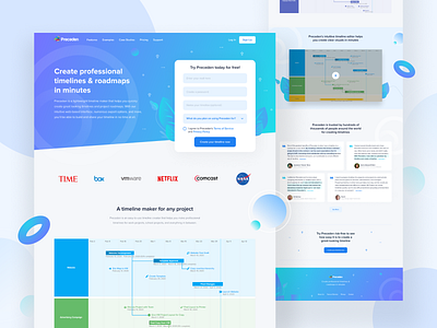 Preceden - Landing Page backgrounds blue theme branding creative dribbble gradients header header design interface design landing page market minimal platform template trendy ui ux web apps web apps design web design