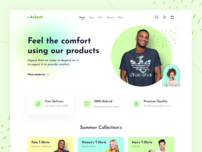 Arkent Landing Page Header cart clean cloths colorful dailyui design e commerce ecommerce fashion landing page minimal modern product sell shop store ui design ux design web design website