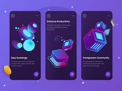 Crypto App Onboarding app ui bitcoin crypto crypto app cryptocurrency finance investment ios minimal mobile app mobile ui onboarding onboarding illustration onboarding ui tracker trading trend 2022 ui ux wallet