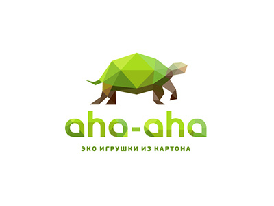 aha-aha logo brand concept aha turtle toys ecology cardboard eco