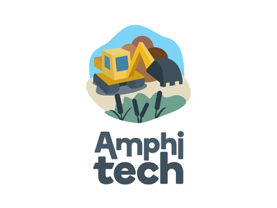 Amphi Tech amphi amphibious brand building construction excavator logo odessa pond tech ukraine work