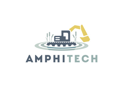 AmphiTech amphi amphibious brand building construction excavator logo odessa pond tech ukraine work