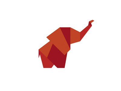 Red Elephant animal elephant face geometry logo low low poly origami poly polygons trunk